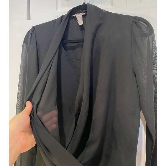 Vtg Uno Core Womens Sheer Crossover Top Size M Whimsigoth Witchy Dark Romantic - Picture 10 of 14